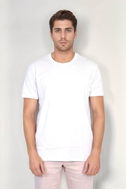 VELVARDE DÜZ BİSİKLET YAKA TSHIRT BEYAZ (1881)